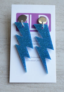 Lightning Bolt Big Long Lucite Acrylic Dangle Statement Earrings