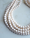 Ivory Lucite Faceted Beaded Multi Strand Chunky Statement Necklace - Angelina