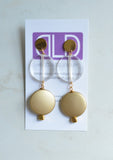 Gold Lucite Acrylic Big Dangle Matte Bead Statement Earrings - Violetta