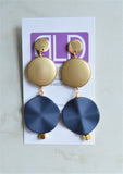Gold Lucite Acrylic Big Dangle Matte Bead Statement Earrings - Violetta
