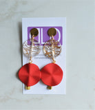 Gold Lucite Acrylic Big Dangle Matte Bead Statement Earrings - Violetta