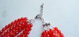 Red Statement Beaded Acrylic Chunky Multi Strand Necklace - Angelina