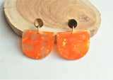 Orange Big Lucite Acrylic Post Statement Dangle Womens Earrings - Nora
