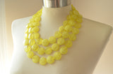 Yellow Lucite Acrylic Bead Chunky Multi Strand Statement Necklace - Charlotte