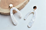 Ivory Lucite Big Acrylic Dangle Womens Abstract Statement Earrings - Lillian