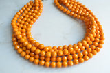 Yellow Beaded Acrylic Multi Strand Chunky Statement Necklace - Angelina