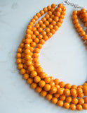 Yellow Beaded Acrylic Multi Strand Chunky Statement Necklace - Angelina