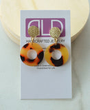 Tortoise Shell Statement Lucite Acrylic Hoop Modern Earrings - Tina