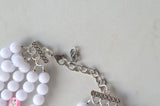 Christmas White Acrylic Lucite Bead Chunky Multi Strand Statement Necklace - Alana