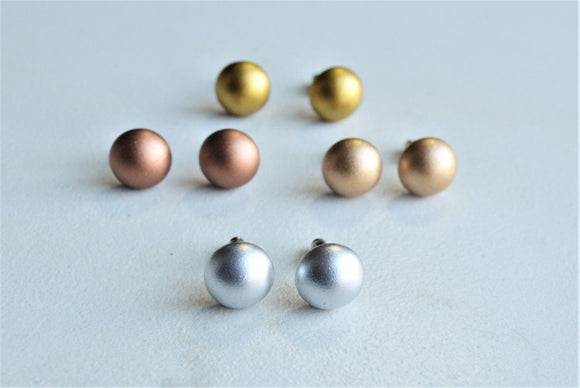 Matte Gold Silver Copper Acrylic Stud Earrings