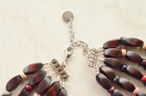 Brown Multi Color Wood Statement Multi Strand Beaded Chunky Necklace - Sabrina