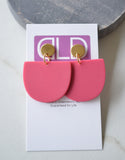 Pink Matte Big Lucite Acrylic Statement Dangle Womens Earrings - Nora