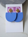 Blue Matte Big Lucite Acrylic Statement Dangle Womens Earrings - Nora