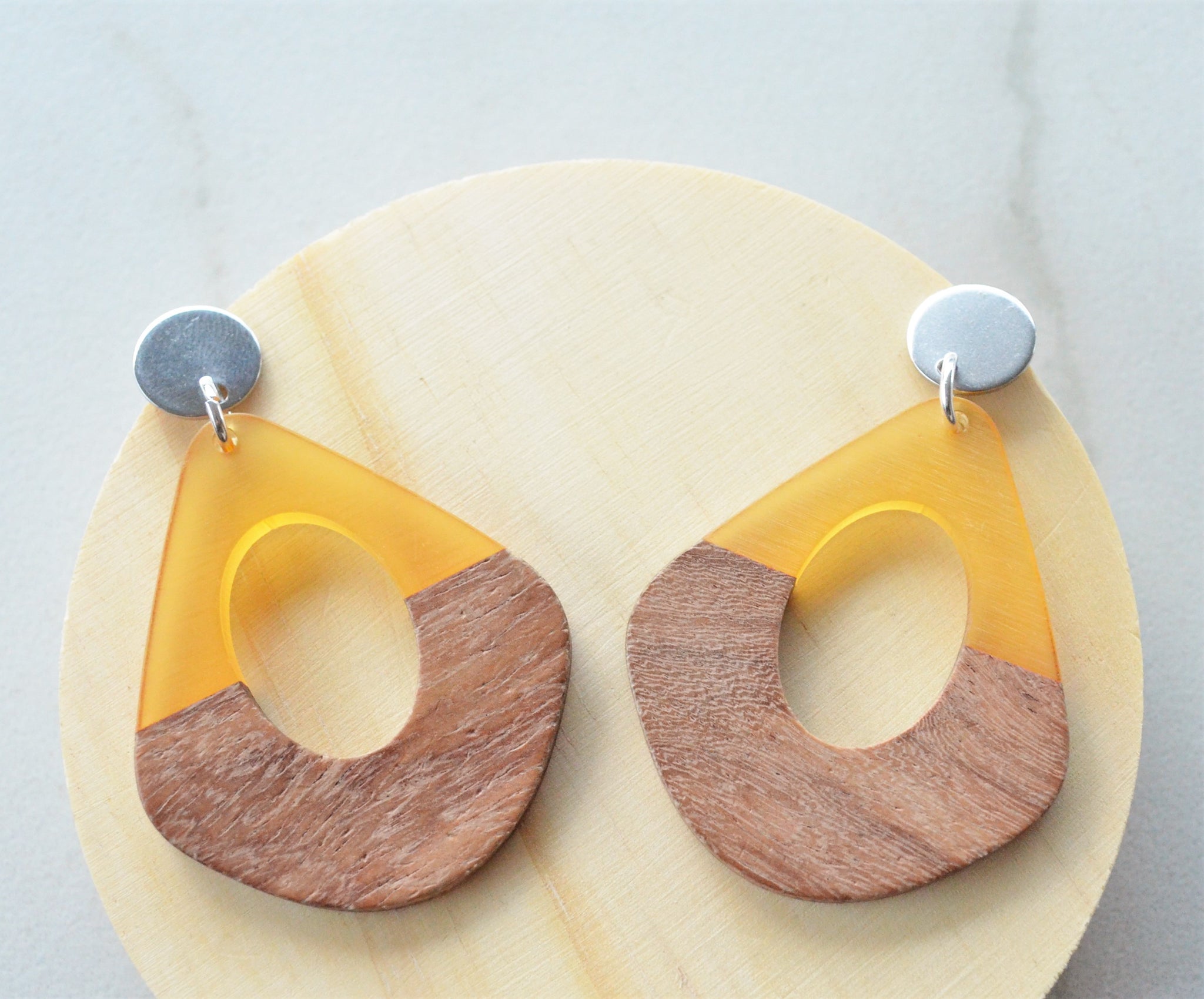 Big wooden deals earrings