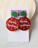 Christmas Acrylic Glitter Holly Gingerbread Big Lucite Dangle Womens Earrings