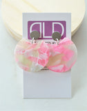 Pink Yellow White Blue Big Large Geometric Lucite Statement Earrings - Hanna