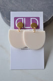 Ivory White Matte Big Lucite Acrylic Statement Dangle Womens Earrings - Nora