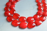 Red Acrylic Bead Chunky Multi Strand Lucite Statement Necklace - Elizabeth