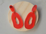 Red Blue Yellow Lucite Acrylic Hoop Statement Earrings - Sylvia