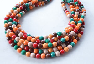 Orange Brown Yellow Red Fall Colors Acrylic Lucite Bead Chunky Statement Necklace - Alana