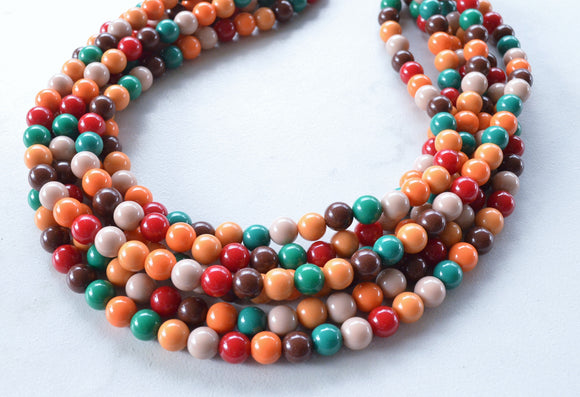 Multi Fall Colors Acrylic Lucite Bead Chunky Statement Necklace - Alana