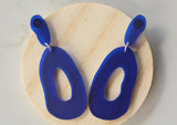 Red Blue Yellow Lucite Acrylic Hoop Statement Earrings - Sylvia