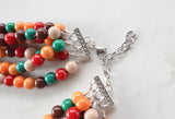Orange Brown Yellow Red Fall Colors Acrylic Lucite Bead Chunky Statement Necklace - Alana