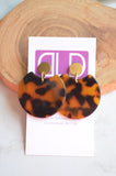 Tortoise Shell Brown Black Statement Lucite Big Acrylic Earrings - Hanna