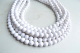 White Faceted Beaded Acrylic Lucite Chunky Statement Necklace - Angelina