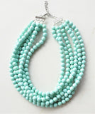 Mint Green Lucite Acrylic Bead Chunky Statement Necklace - Angelina