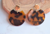 Tortoise Shell Brown Black Statement Lucite Big Acrylic Earrings - Hanna