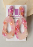 Pink Gold Terrazzo Lucite Acrylic Big Statement Dangle Earrings - Sylvia