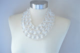 Clear Acrylic Beaded Multi Strand Chunky Statement Necklace