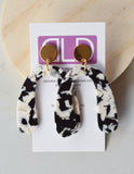 Black White Statement Earrings Acrylic Bold Big Dangle Womens Earrings  - Lillian