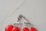Red Acrylic Bead Chunky Multi Strand Lucite Statement Necklace - Wendy