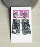 Gray Mother of Pearl Acrylic Lucite Dangle Big Womens Statement Earrings - Nevaeh