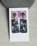 Gray Mother of Pearl Acrylic Lucite Dangle Big Womens Statement Earrings - Nevaeh