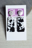 Black White Acrylic Lucite Terrazzo Large Statement Womens Dangle Earrings - Nevaeh