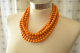 Yellow Beaded Acrylic Multi Strand Chunky Statement Necklace - Angelina