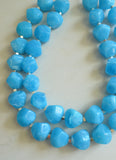 Turquoise Blue Lucite Chunky Beaded Multi strand Acrylic Statement Necklace - Ashley
