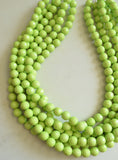 Green Lucite Bead Chunky Multi Strand Statement Necklace - Angelina