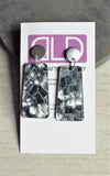 Gray Mother of Pearl Acrylic Lucite Dangle Big Womens Statement Earrings - Nevaeh