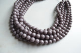 Gray Faceted Acrylic Beaded Multi Strand Chunky Statement Necklace - Angelina