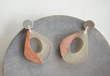 Clear Black Orange Lucite Wood  Big Acrylic Statement Earrings - Veronique