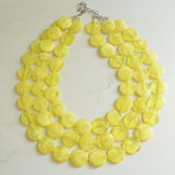 Yellow Lucite Acrylic Bead Chunky Multi Strand Statement Necklace - Charlotte