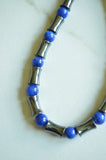 Blue Gray Jade Hematite Beaded Mens Necklace - Colton