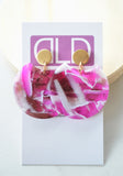 Pink Yellow White Blue Big Large Geometric Lucite Statement Earrings - Hanna