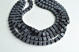 Black White Stripe Cube Bead Multi Strand Chunky Statement Necklace - Amanda