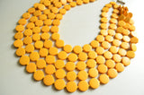 Yellow Beaded Wood Chunky Multi Strand Statement Necklace - Charlotte
