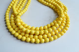 Yellow Acrylic Faceted Bead Chunky Multi Strand Statement Necklace - Angelina